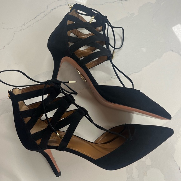 Aquazzura Black Suede Heels (Never Worn) - Picture 2 of 11